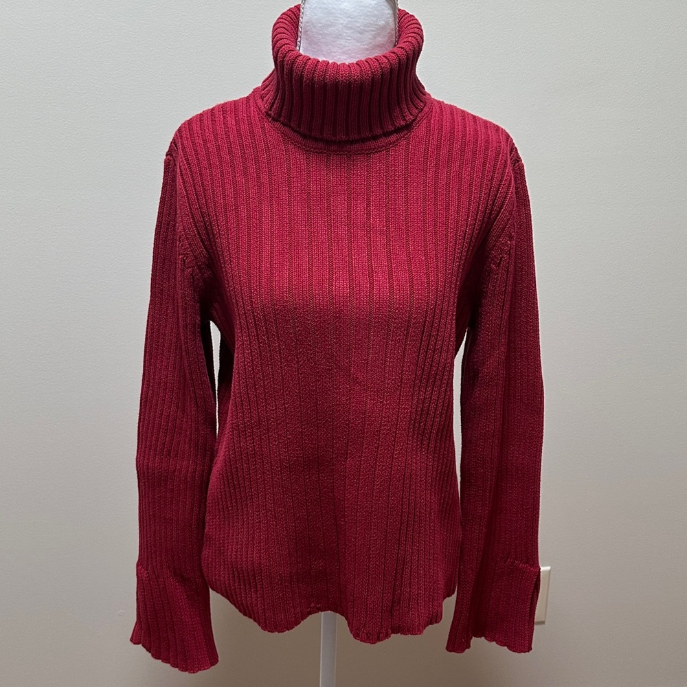 Calvin Klein Jeans Red Ribbed Turtleneck Sweater